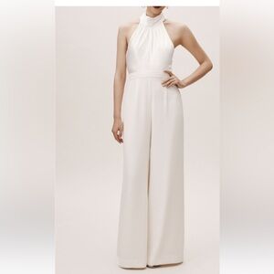 50%offw❤️Etiquette boutique jumpsuit wireless white wedding guest prom open back